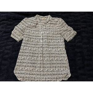 41 Hawthorn Women’s Small Black White Blouse Scrunch Sleeve Lightweight Top S